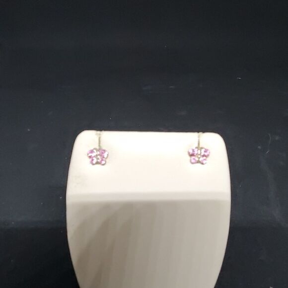 Pink Butterfly Stud Earrings - Picture 1 of 3